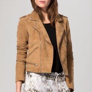 Maje Goatskin Suede Leather Jacket